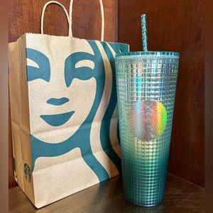 Starbucks 2023 Green Ombré Grid Iridescent Cold Cup Venti
